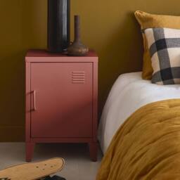 sweeek Industrial metal bedside table with 1 door in Terracotta - thumbnail 3