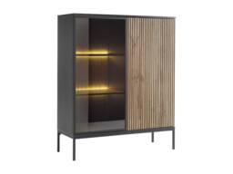 Vente-unique Display Cabinet With 2 Doors In MDF & Smoked Glass - Black and - thumbnail 5