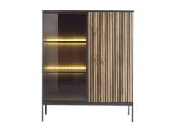Vente-unique Display Cabinet With 2 Doors In MDF & Smoked Glass - Black and - thumbnail 6
