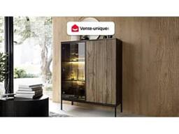 Vente-unique Display Cabinet With 2 Doors In MDF & Smoked Glass - Black and - thumbnail 4