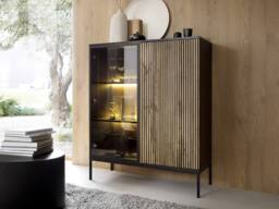Vente-unique Display Cabinet With 2 Doors In MDF & Smoked Glass - Black and