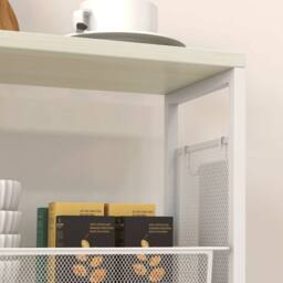 Wyld Haus Else Lune 3 Tier Slim Kitchen Cart White Frame Maple Top - thumbnail 8