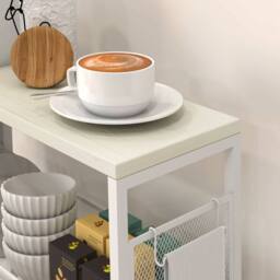 Wyld Haus Else Lune 3 Tier Slim Kitchen Cart White Frame Maple Top - thumbnail 9