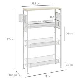 Wyld Haus Else Lune 3 Tier Slim Kitchen Cart White Frame Maple Top - thumbnail 4