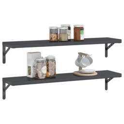 Berkfield Home Wall Shelves 2 pcs 100x23.5x3 cm Black Stainless Steel - thumbnail 4
