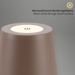 BRILONER Umbrasand IP44 2.5W Rechargeable LED Table Lamp in Beige - thumbnail 4