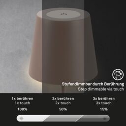 BRILONER Umbrasand IP44 2.5W Rechargeable LED Table Lamp in Beige - thumbnail 6