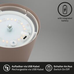 BRILONER Umbrasand IP44 2.5W Rechargeable LED Table Lamp in Beige - thumbnail 7
