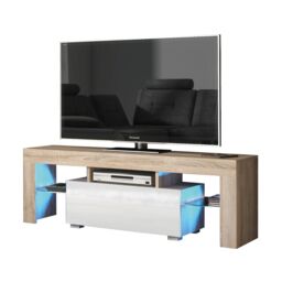 Creative Furniture Floe TV Unit 130cm - A Sleek & Elegant Cabinet with Gloss Doors & LED Lights in Light Oak - thumbnail 6