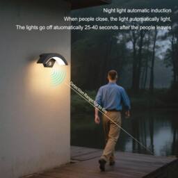Goeco 24W Outdoor Wall Lamp with Motion Sensor IP65 Waterproof Black 3000 K - thumbnail 6