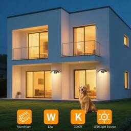 Goeco 24W Outdoor Wall Lamp with Motion Sensor IP65 Waterproof Black 3000 K - thumbnail 5