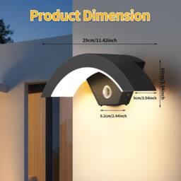 Goeco 24W Outdoor Wall Lamp with Motion Sensor IP65 Waterproof Black 3000 K - thumbnail 3