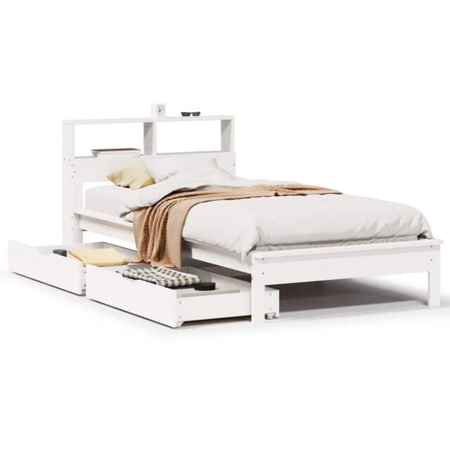 Berkfield Home Bookcase Bed without Mattress White 90x190 cm Single Solid Wood Pine - image 1