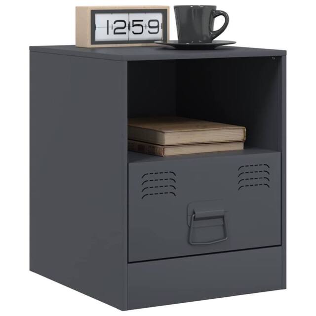 Berkfield Home Stylish Bedside Cabinets 2 pcs Anthracite 34.5x39x44 cm Steel in Dark Grey - image 1