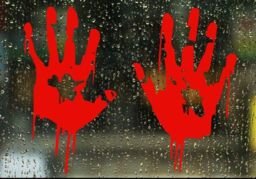 Shatchi Scary Blood Hand Party Bloody Hand Print Sticker Window Clings Scary Decoration in Red - thumbnail 3