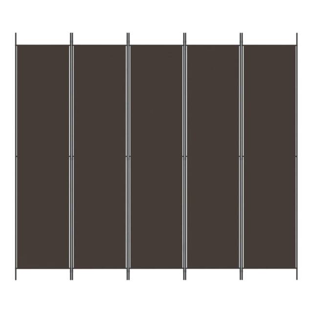 Berkfield Home Durable 5-Panel Room Divider Brown 250x220 cm Fabric - image 1