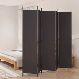 Berkfield Home Durable 5-Panel Room Divider Brown 250x220 cm Fabric - thumbnail 2