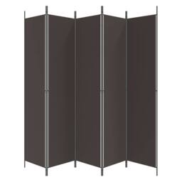 Berkfield Home Durable 5-Panel Room Divider Brown 250x220 cm Fabric - thumbnail 4