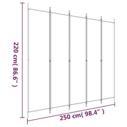 Berkfield Home Durable 5-Panel Room Divider Brown 250x220 cm Fabric - thumbnail 8