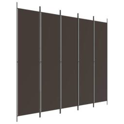 Berkfield Home Durable 5-Panel Room Divider Brown 250x220 cm Fabric - thumbnail 3