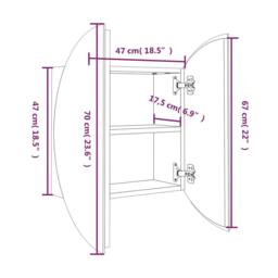 Berkfield Home Bathroom Cabinet with Round Mirror&LED Oak 47x47x17.5 cm in Brown - thumbnail 8