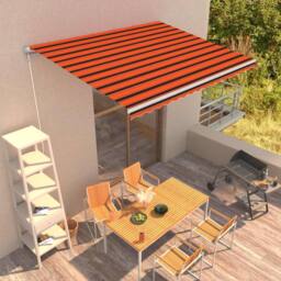 Berkfield Home Manual Retractable Awning 400x300 cm Orange & Brown - thumbnail 2