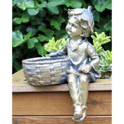SPETLEK Garden Ornament Boy Cherub in Grey - thumbnail 4