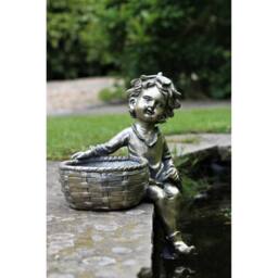 SPETLEK Garden Ornament Boy Cherub in Grey - thumbnail 5