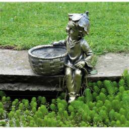 SPETLEK Garden Ornament Boy Cherub in Grey - thumbnail 3