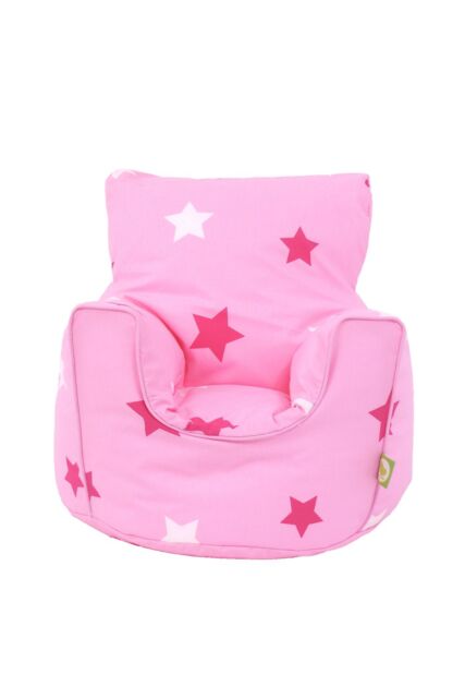 Bean Lazy Girl's Cotton Pink Stars Bean Bag Arm Chair Toddler Size - Size: Small - image 1