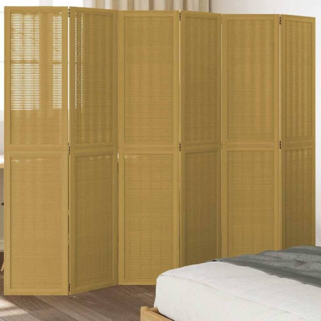 Berkfield Home Room Divider 6 Panels Brown Solid Wood Paulownia - image 1