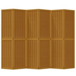Berkfield Home Room Divider 6 Panels Brown Solid Wood Paulownia - thumbnail 4