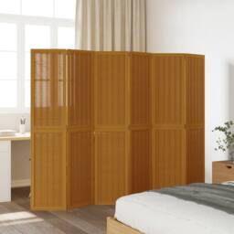 Berkfield Home Room Divider 6 Panels Brown Solid Wood Paulownia - thumbnail 3
