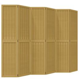 Berkfield Home Room Divider 6 Panels Brown Solid Wood Paulownia - thumbnail 2