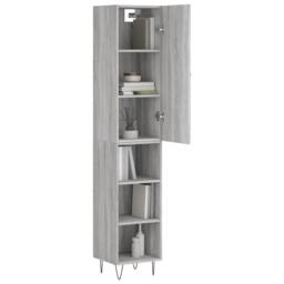Berkfield Home Highboard Grey Sonoma 34.5x34x180 cm Engineered Wood - thumbnail 3