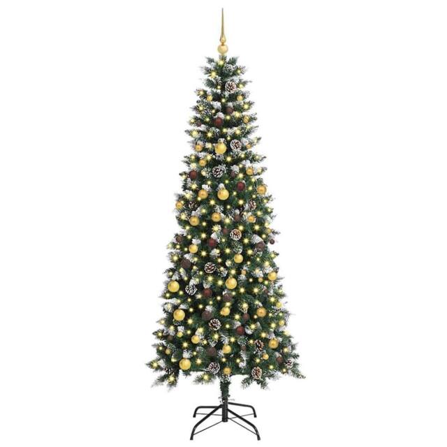 Berkfield Home Elegant Artificial Christmas Tree with 300 LEDs Green 86 x 86 x 210 cm - image 1