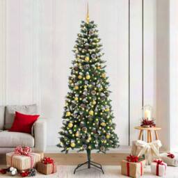 Berkfield Home Elegant Artificial Christmas Tree with 300 LEDs Green 86 x 86 x 210 cm - thumbnail 2