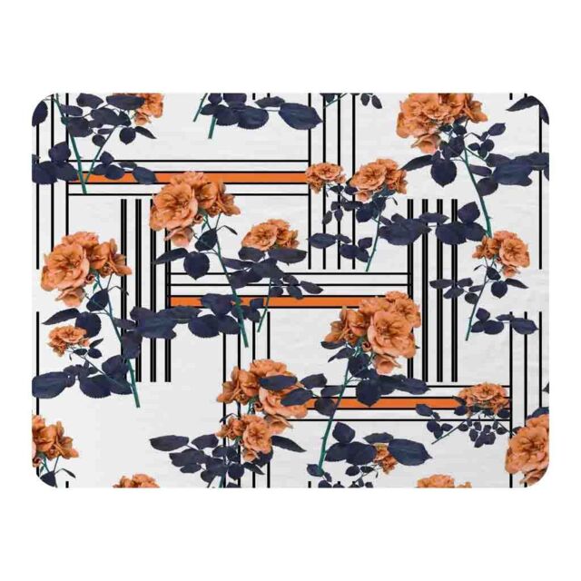 Benjamin Tate Design Geometric Lines & Flowers Blanket in Natural - Size: 120 cm x 150 cm - image 1