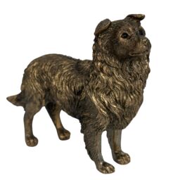 Animal Crackers Border Collie Dog Figurine, Leonardo Reflections Bronzed, Gift Boxed in Bronze - thumbnail 2