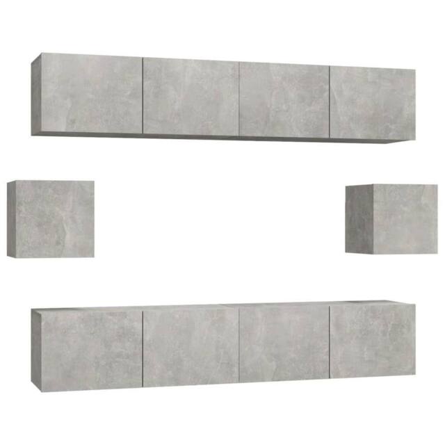 Berkfield Home 6 Piece TV Cabinet Set Concrete Grey Engineered Wood - image 1