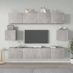 Berkfield Home 6 Piece TV Cabinet Set Concrete Grey Engineered Wood - thumbnail 2