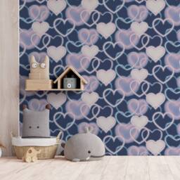 Arthouse Neon Heart Wall Wallpaper in Navy - thumbnail 2