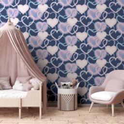 Arthouse Neon Heart Wall Wallpaper in Navy - thumbnail 6