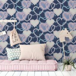 Arthouse Neon Heart Wall Wallpaper in Navy - thumbnail 4