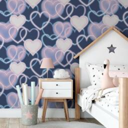 Arthouse Neon Heart Wall Wallpaper in Navy - thumbnail 3