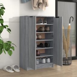 Berkfield Home Shoe Cabinet Grey Sonoma 59x35x100 cm Engineered Wood - Size: 59 x 35 x 100 cm - thumbnail 3