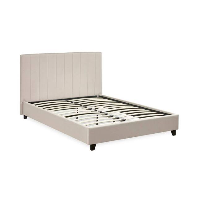 Cheshire Hazel Oatmeal Linen Upholstered Bed Frame - King (150cm) in Beige - image 1