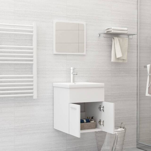 Berkfield Home Elegant Bathroom Furniture Set White Engineered Wood - image 1