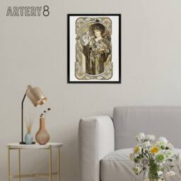 "Artery8 La Tosca Theatre Play Vintage Advert Framed Canvas Wall Art Print Mucha in White - Size: W12"" x H16""" - thumbnail 3