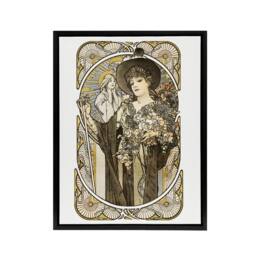 "Artery8 La Tosca Theatre Play Vintage Advert Framed Canvas Wall Art Print Mucha in White - Size: W12"" x H16""" - thumbnail 1